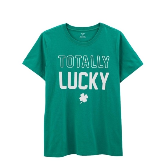 CARTER'S TOTALLY LUCKY ST. PATRICK'S DAY TEE SHIRT WOMEN'S SMALL GREEN NWT NEW - Picture 1 of 4